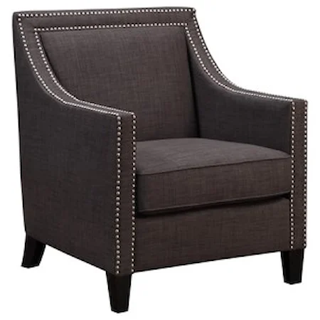 Transitional Accent Chair with Chrome Nails